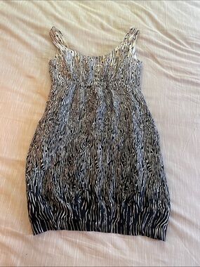 Zara 100%silk Black and White ombré Printed Mini Dress from Spain